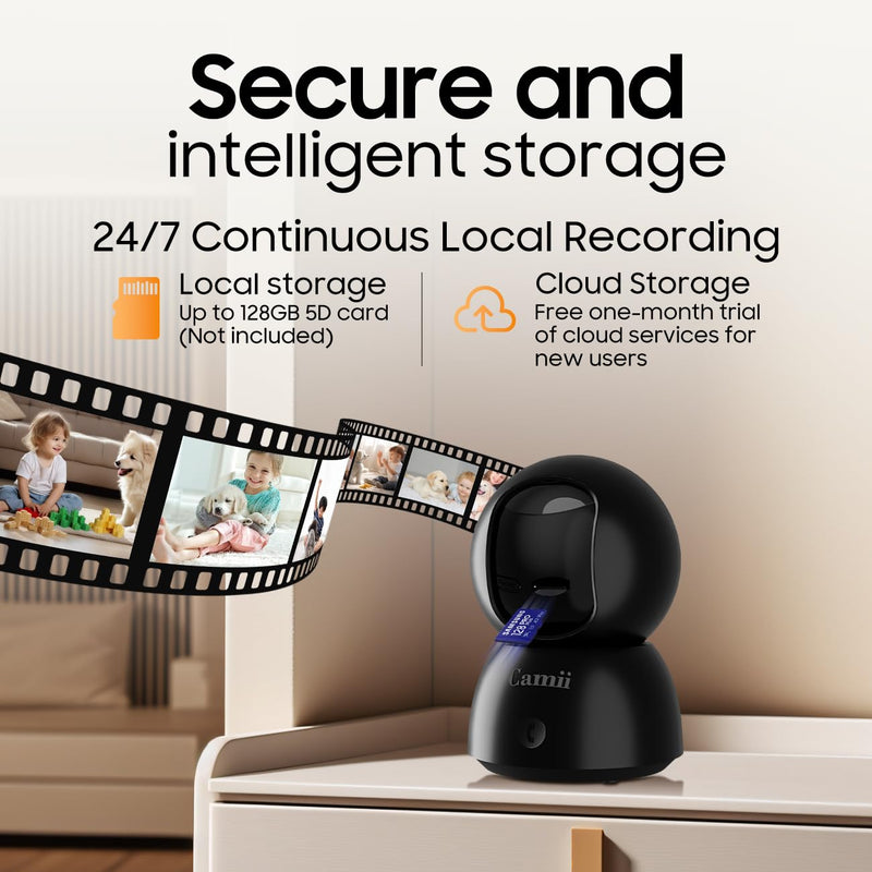 Indoor Camera, 2K Pet Cameras for Home Security Dual Band WiFi(2.4/5G), Security Camera with Phone App, 24/7 SD Card Storage, 2-Way Audio, Dog and Baby Monitor with Motion Detection, Black 2Pack