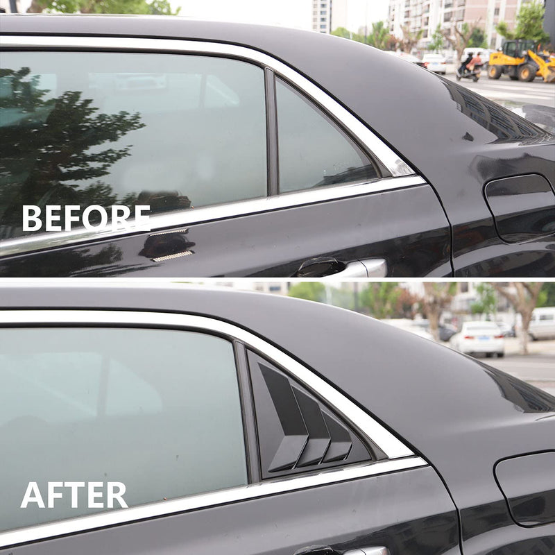 Crosselec Side Window Sunshade Louvers Scoop Shades Cover Blinds ABS for Chrysler 300 2015-2023（Matte Black）