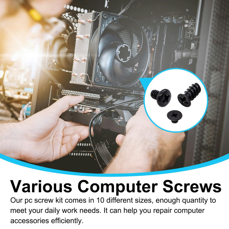 400Pcs Computer Screws Assortment Kit, Motherboard Standoffs Screws PC Screws for Universal Motherboard, SSD, Hard Drive, PC Case, PC Fan, for DIY PC Installation and Repair