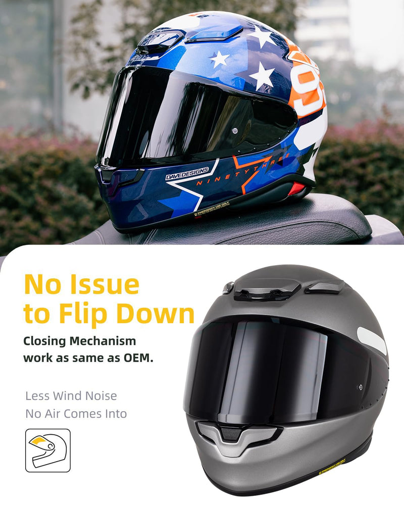 Soman RF-1400 RF 1400 Visors Shield Replacement, CWR-F2 Visor Face Shield Compatible With RF-1400 CWR-F2 Z8 NXR2 UV Protection (Deep Smoke) Deep Smoke