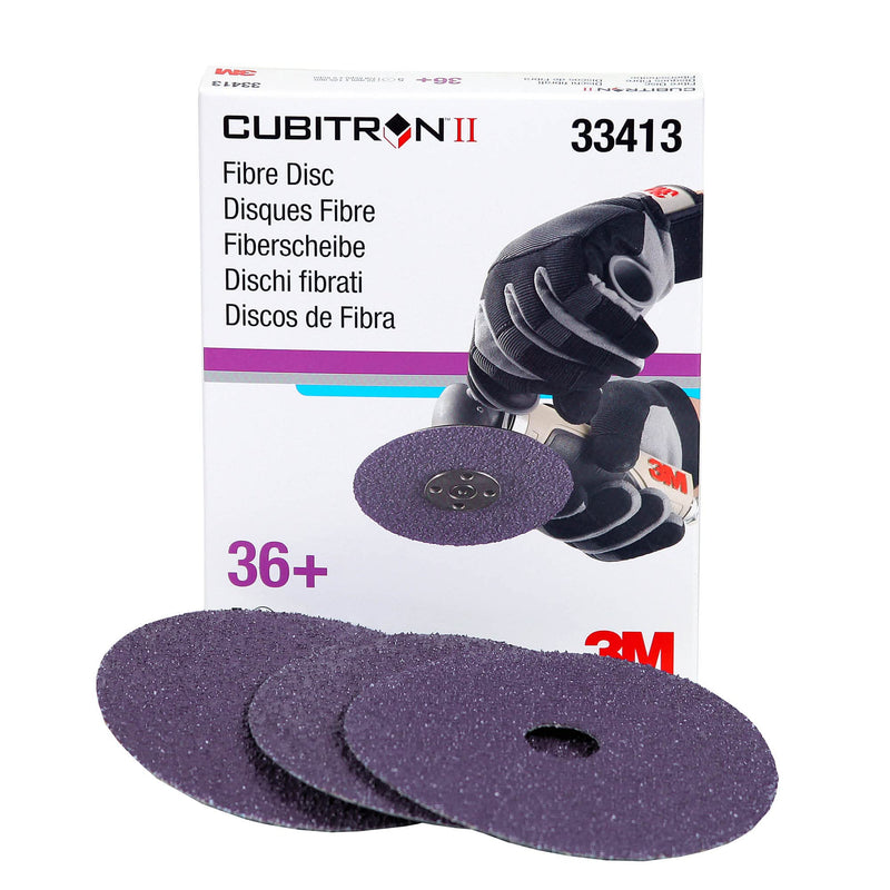 3M Cubitron II Abrasive Fibre Disc, 33413, 5 in x 7/8 in, 36+ Grit, 5 Pack, High Performance, Fast Cutting, Long Lasting Very Coarse