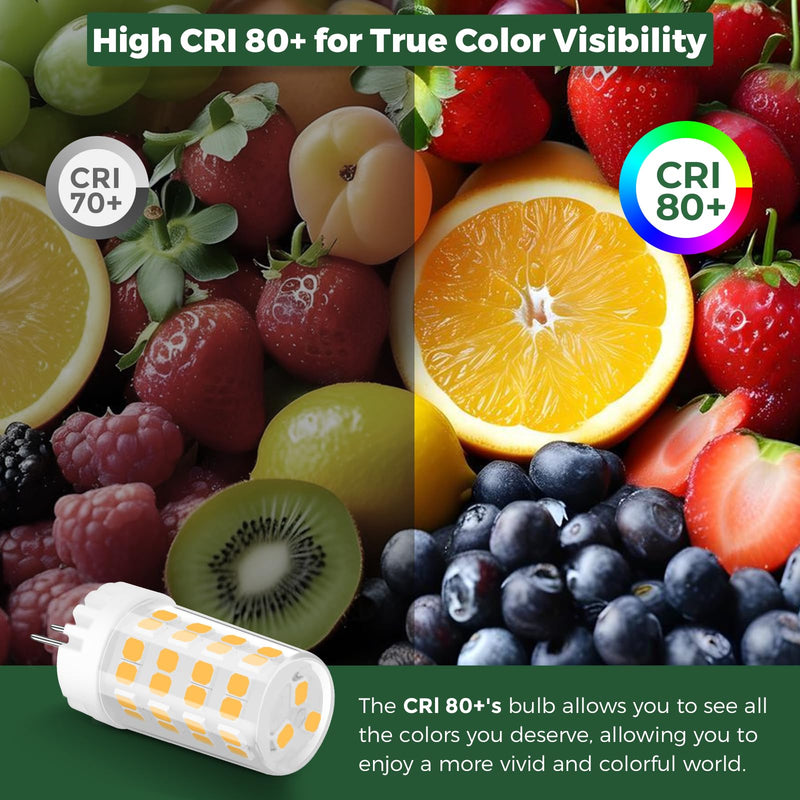 Gardencoin G4 LED Bulb 4W 480LM 2700K Warm White, 12V AC/DC, 360° Beam Angle, T3 Halogen Replacement, High-Efficiency Ceramic Base for Landscape, Cabinet, Ceiling Lights, 20 Pack