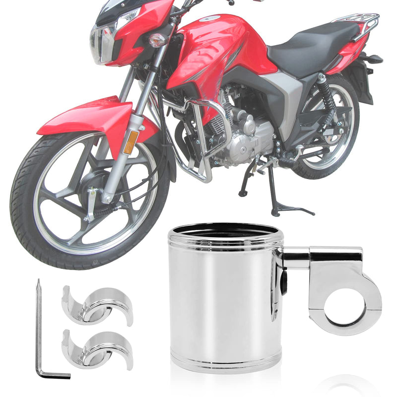 200 Chrome Handlebar Mount Motorcycle Metal Cup Holder Rotate 360 Degrees