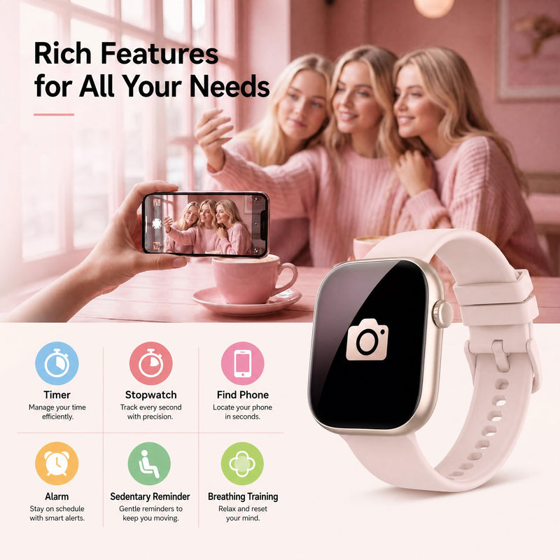 Smart Watch for Women, Bluetooth Answer/Make Calls, 1.83"HD Screen, 2 Bands | IP67 Waterproof Fitness Tracker, Heart Rate/Sleep Monitor, DIY Dial, Multi-Sport Modes Pedometer, Smartwatch for iOS/Android Rose Gold
