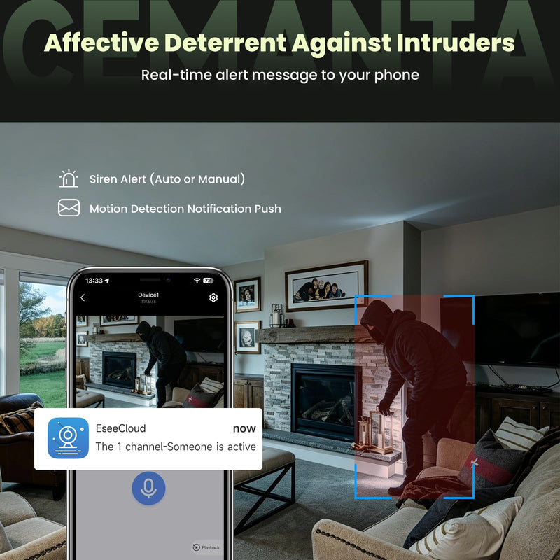 4MP Mini Hidden Camera Wireless Indoor,WiFi Mini Cam | 2.4G/5G WiFi, AI Motion Detection, Night Vision, Battery Powered, Compatible with Alexa Black