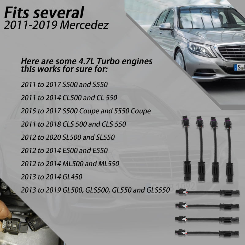 8PCS 3PIN & 2PIN Harness Extension Kit/Camshaft Position Sensor Connector Plug Wiring Harness Compatible with 2011-2020 Mercedes Benz 4.7L M278 Engine Vehicles 8