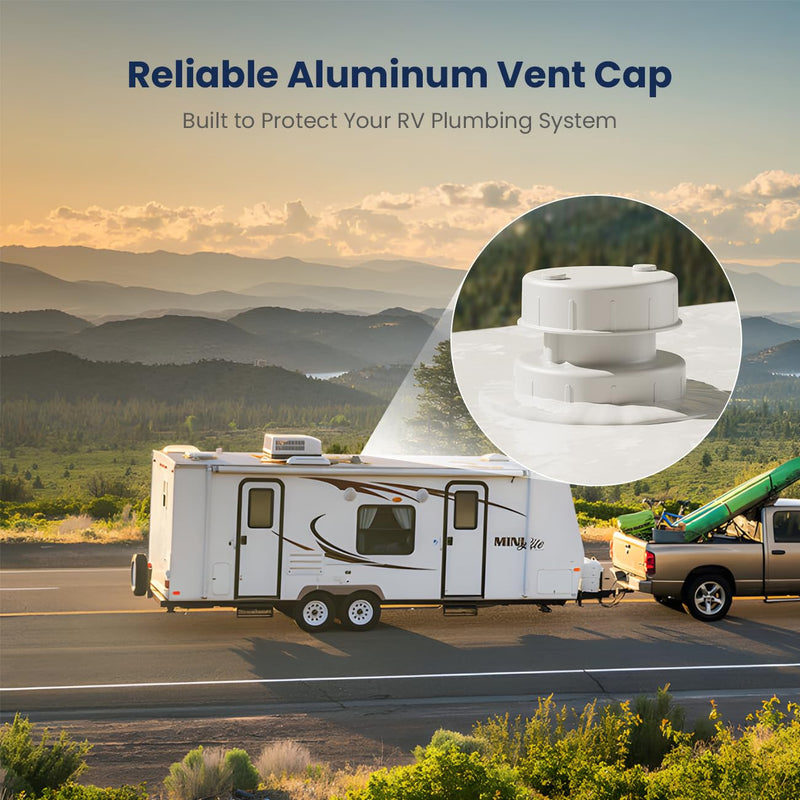 Safoner Aluminum RV Roof Sewer Plumbing Vent Cap Kit- Metal Replacement for Plastic Covers, Exterior Accessories for Trailers, Campers, and Motorhomes - White (1 Pack) 1
