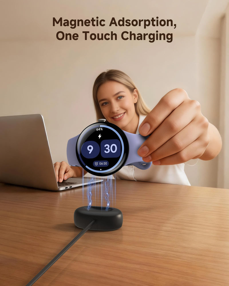 5W Charger for Google Pixel Watch 4, Fast USB-C Charging Dock for Google Watch 4 (41mm/45mm), Magnetic Charger Stand, 3.3ft USB-C Charging Cord, Black 1