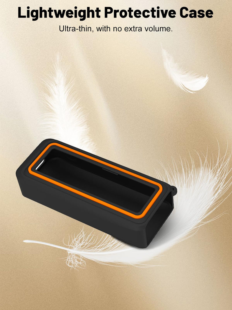 Silicone Protective Case for Anker Prime Power Bank 26,250mAh 3-Port Portable Charger, Full-Body Protective Cover with Precise Cutouts, Shockproof & Scratch-Resistant Sleeve (Black with Orange Line)