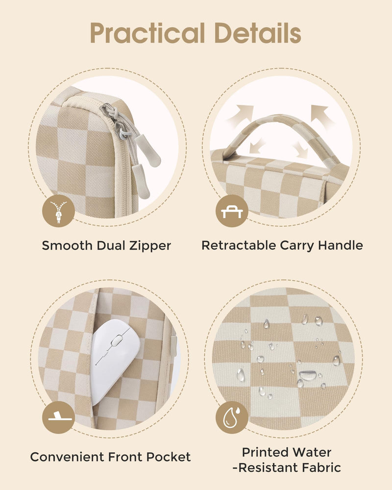 ProCase Laptop Sleeve for MacBook Neo 13 Inch 2026 -Checkered | Model A3404, A18 Pro, Protective Travel Carrying Case with Accessory Pocket & Carry Handle, Cute Pattern Sleeve for Girls Checkered