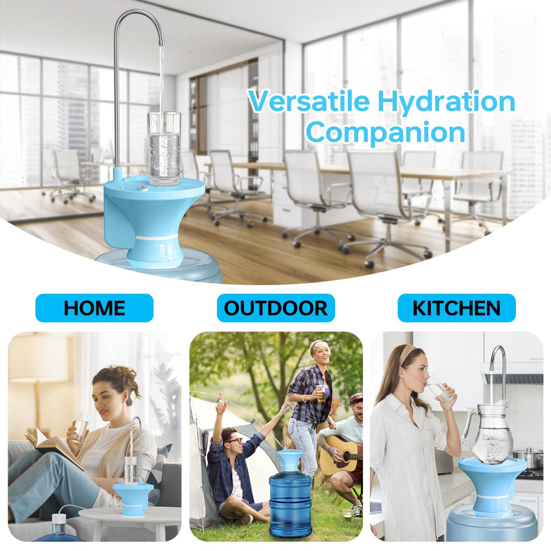Drinking Water Dispenser for 2-5 Gallon Bottle, Automatic Water Jug Pump Dispenser, Electric Water Bottle Pump with USB Rechargeable and 2 Switch Control for Home, Office, Camping