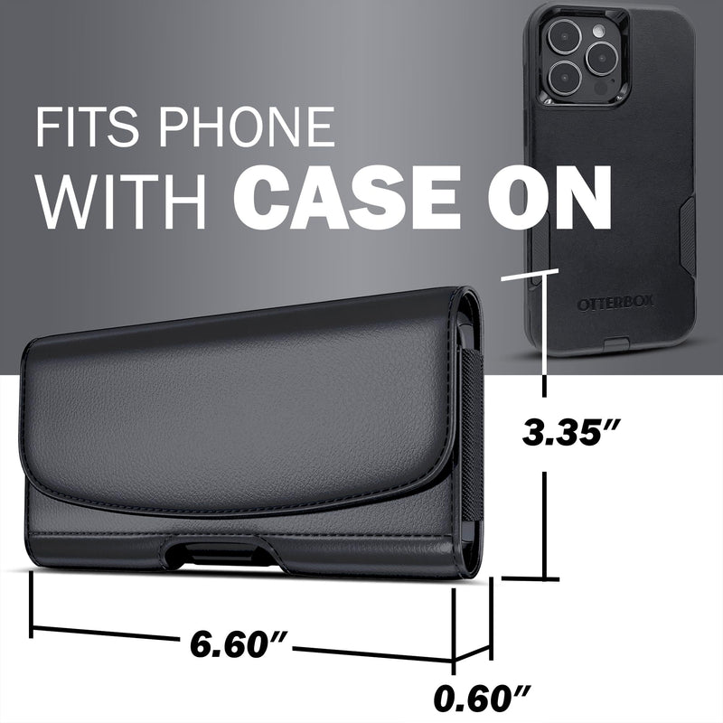 Case for Samsung Galaxy A57 A56 A55 A54 A37 A36 A35 A26 A25 A24 A16 | Cell Phone Belt Holder Holster with Clip, ID Card Pouch Cover, Magnetic Closure, Fits phone with case on, Black
