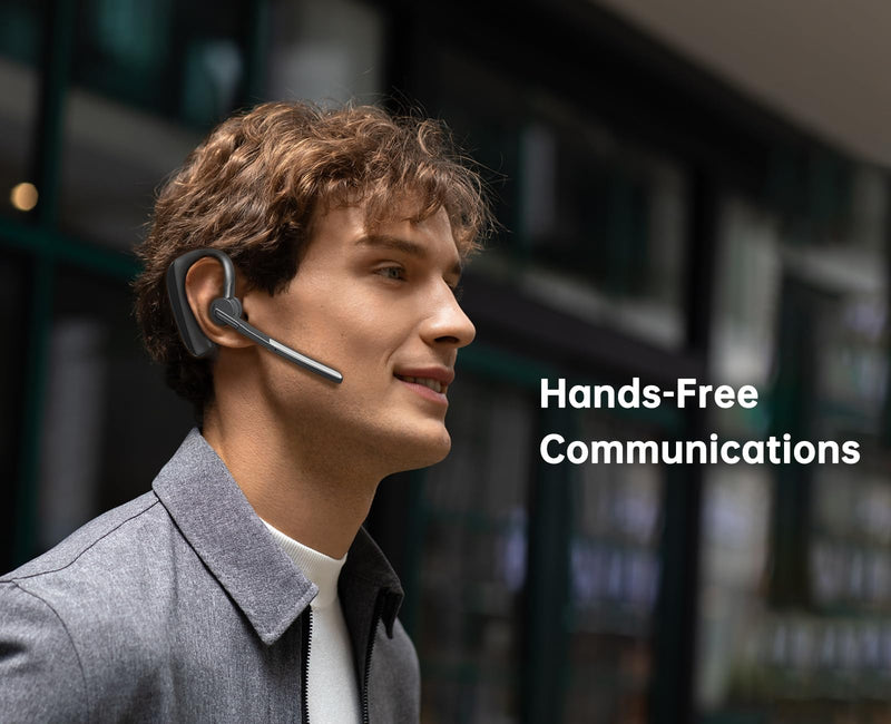 Single Sided Trucker Bluetooth Earpiece, Flip Boom Mic for Driving Calls | CVC 8.0 Dual Mics, 20H Battery, 270° Rotatable Boom Arm, Mute Control, Wide Compatibility for Phones & PC