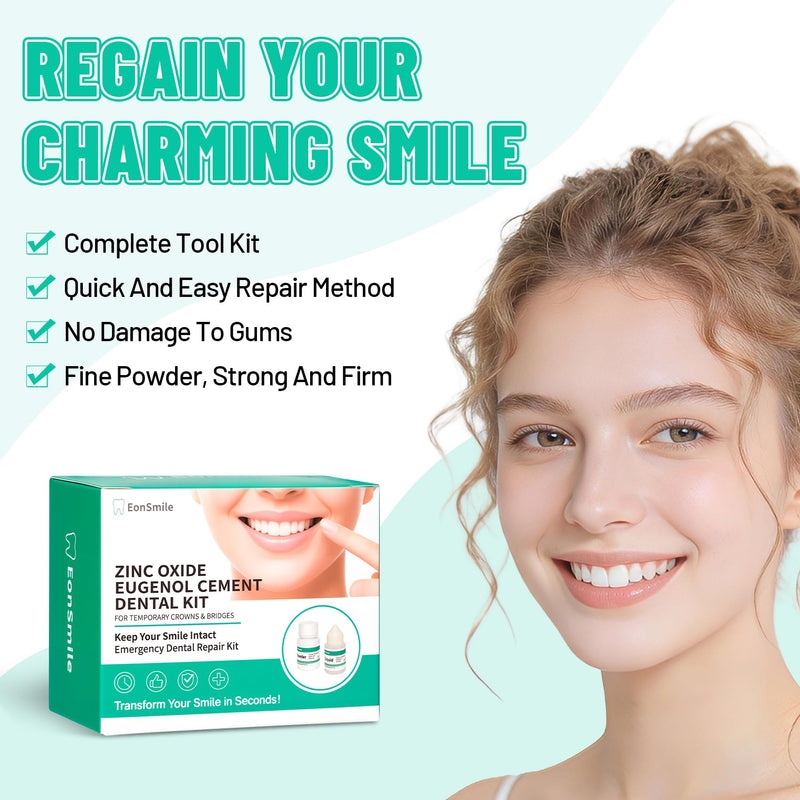 Temporary Tooth Repair Kit & Dental Cement for Crowns and Bridges - Emergency Cavity Filler, Dental Glue for Loose Caps, Zinc Oxide Eugenol, 20g & 15ml