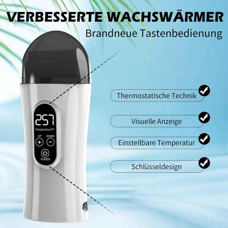 Digital Roll on Wax Kit, Demine Wax Roller Kit for Hair Removal, Waxing Kit for Women, At Home Wax Kit for Larger Areas of the Body, Great Gift for Women, Suitable for Beginners
