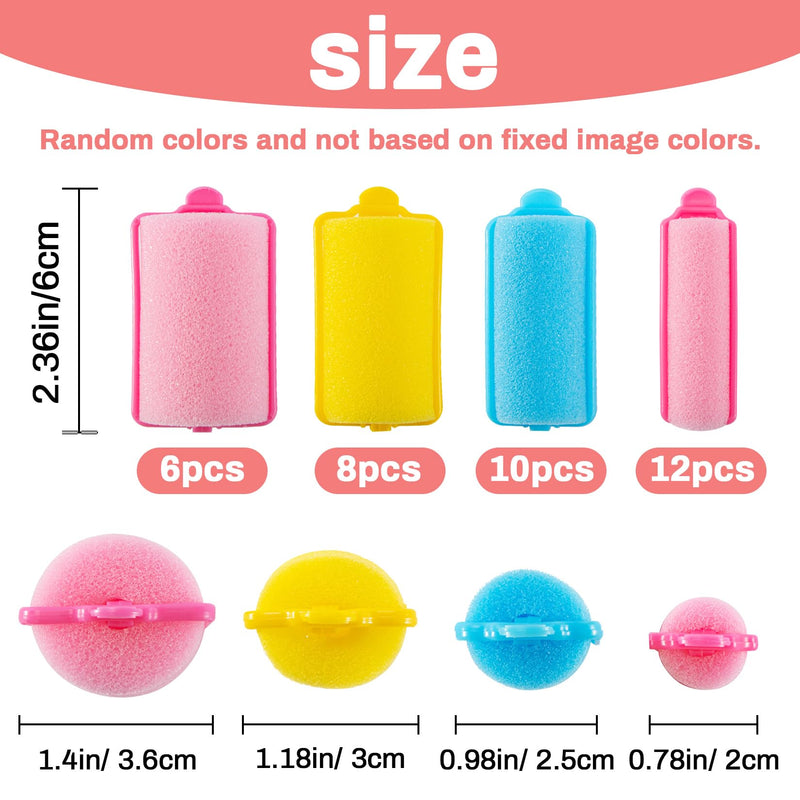  [AUSTRALIA] - MAQIHAN 36PCS Foam Hair Rollers - Heatless Hair Curlers No Heat Hair Styling Appliances Self Grip Sponge Hair Roller for Short/long Volume Overnight Curls Jumbo Flexi Sponge Rods for Hair Curling