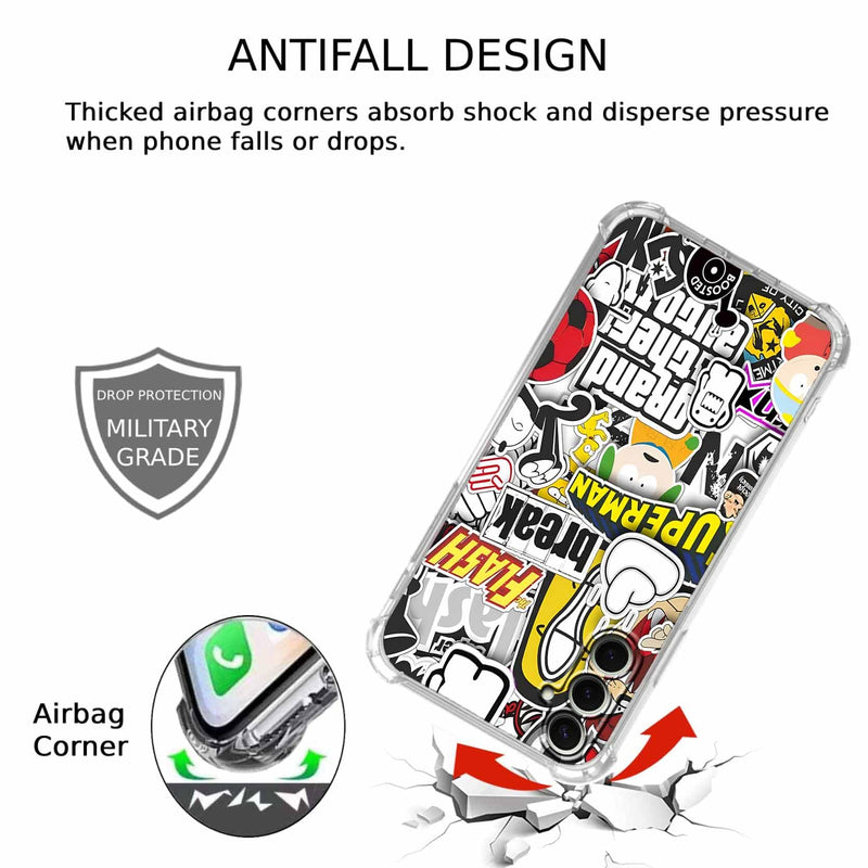 Case for Samsung Galaxy S26+ with Pop Culture Design,Aesthetic Cartoon Sticker Bomb Pop-Art Collage,Clear Slim Soft TPU Bumper Phone Cover,6.7”(Pop,Sx26p)