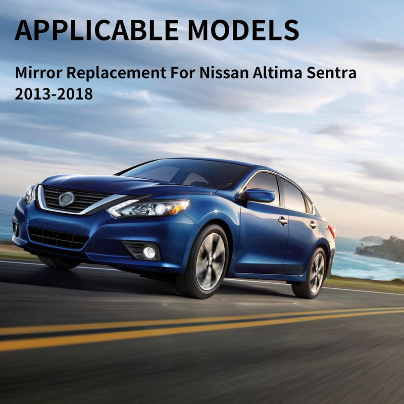 Passenger Side Mirror Replacement for Nissan Altima 2013 2014 2015 2016 2017 2018 Sentra 2013 2014 2015 2016 2017 2018 - Right Side Mirror Glass, Rear View Mirrors Glass with Power Heated Passenger Side (Right)