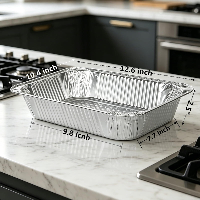 9x13 Inch Disposable Aluminum Foil Pans with Clear Lids(20 Pack)Half Size Tin Foil Pans,Disposable Food Containers Baking Pans For Cooking, Meal Prep, Roasting, Chafing, Heating, Steam Table 20