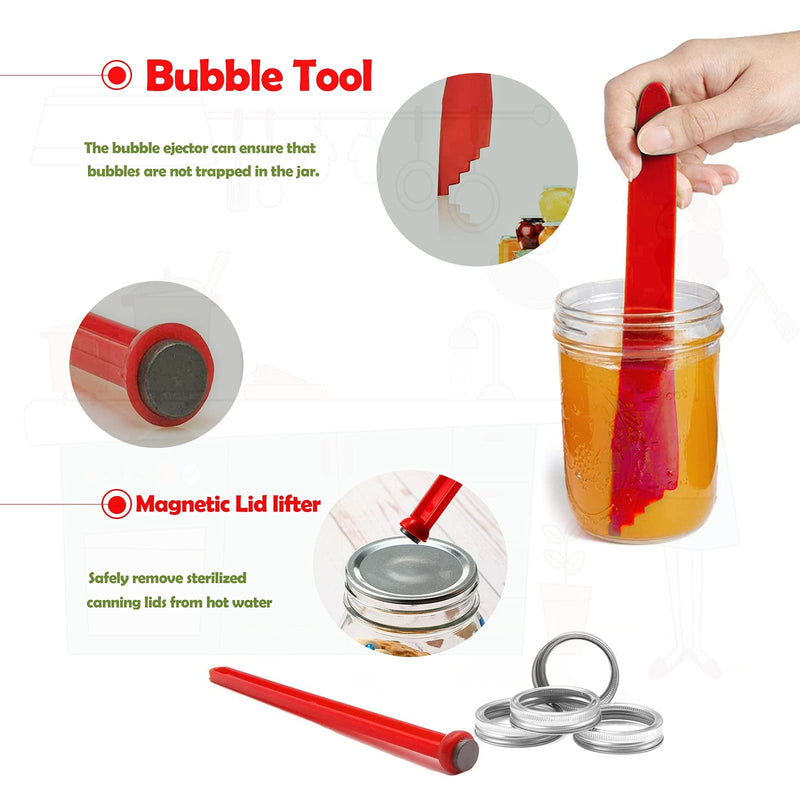 Canning Supplies Kit - 9 Piece 430 Stainless Steel : Rack,Funnel,Jar Lifter,Jar Wrench,Lid Lifter,Tongs,Spoon,Cleaning Brush/Bubble Remover Tool.Suitable for all beginners and professionals