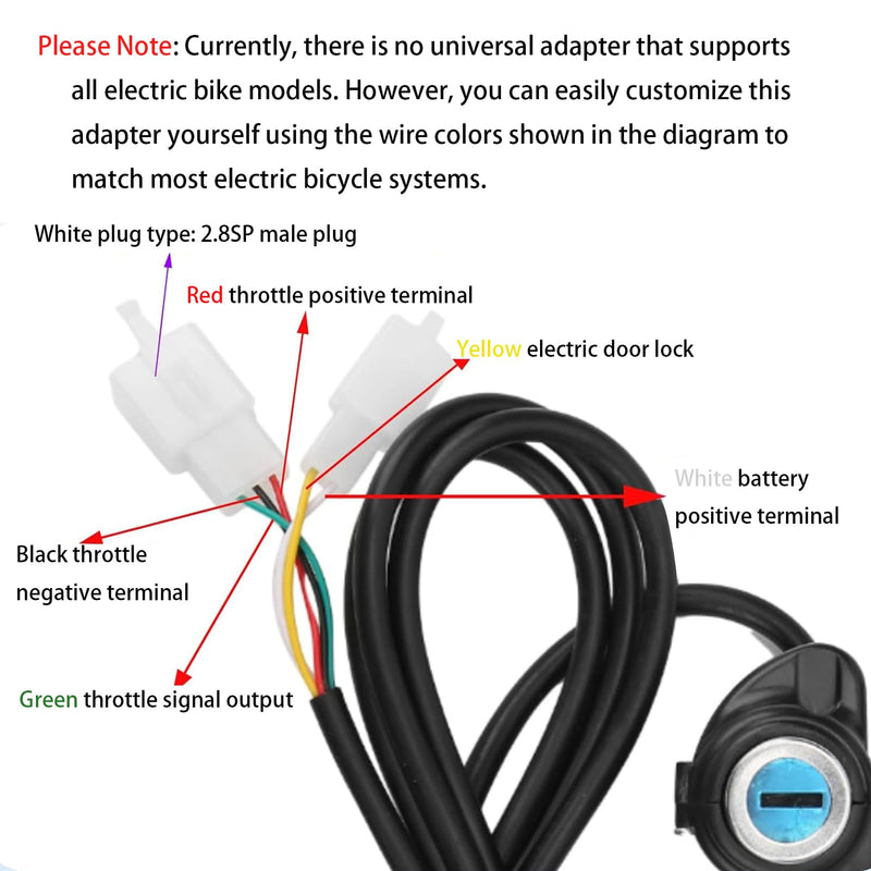 48V Half Twist Throttle, Electric Bike Throttle with LED Display Grip Lock Key Set for Ebike Motorcycle Scooter