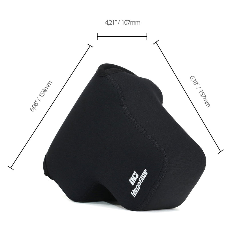 MegaGear Ultra Light Neoprene Camera Case, with Carabiner Compatible with Sony Cyber-Shot DSC-RX10 IV, DSC-RX10 III - Black - MG755 One Size