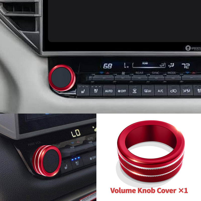 Knob Cover Accessories for Toyota Tundra 2022-2025 & Sequoia 2023-2025, 5pcs Aluminum Alloy Trim Set (Red, 14-inch Display Screen) Red