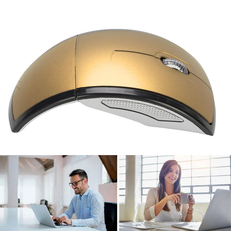 2.4G Foldable Wireless Mouse for Laptop, Portable Travel Mouse with Ultra Flat Folding Design, Compact Mini, for PC Laptop Computer Home Office (Gold)