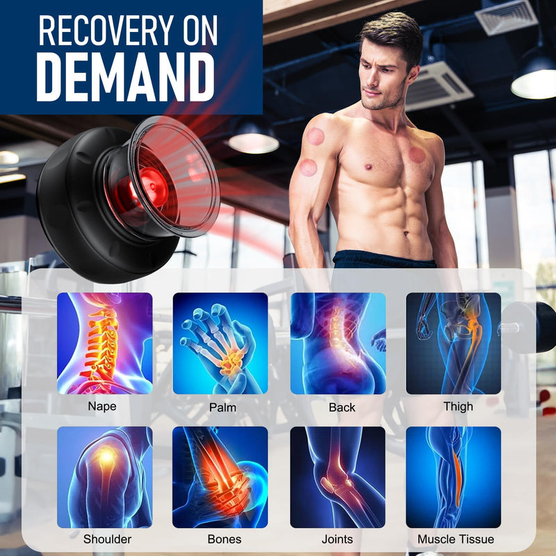 5-in-1 Smart Dynamic Cupping Set, 12 Levels Cupping Kit for Massage Therapy with Red Ligh-t Therapy&Heat Penetrates for Targeted Pain Relief, Knots, Aches, Muscle Soreness - 1Pcs(Black) 1 Pc