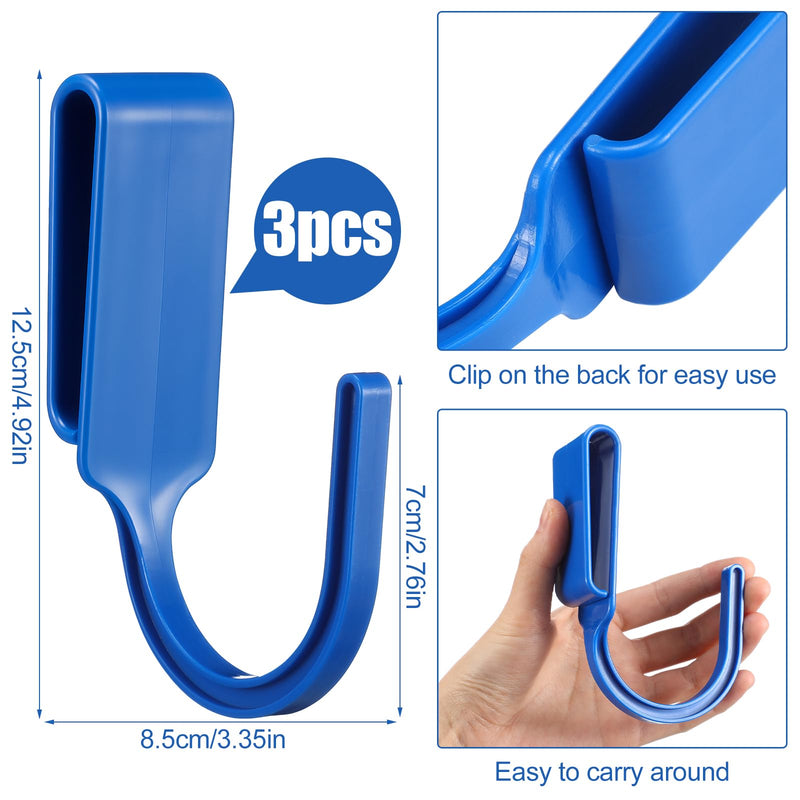 AceOrbit 3 Pcs Concrete Finisher Tool Belt Tool Hook for Work Belts, Durable Holder for Tools, Hammer, Drill, or Electrical Accessories (Blue) Blue
