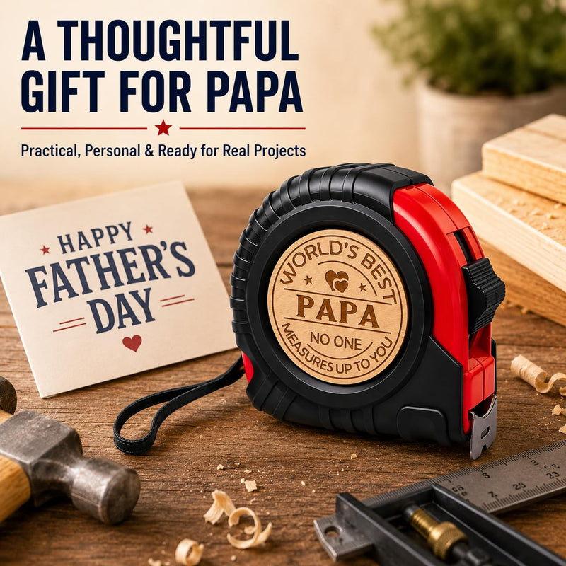 Father’s Day Gifts for Papa Personalized Engraved Tape Measure Birthday Fathers Day for PAPA from Daughter Son Woodworking Carpenter Tool Gifts for Men 7.5m/25ft