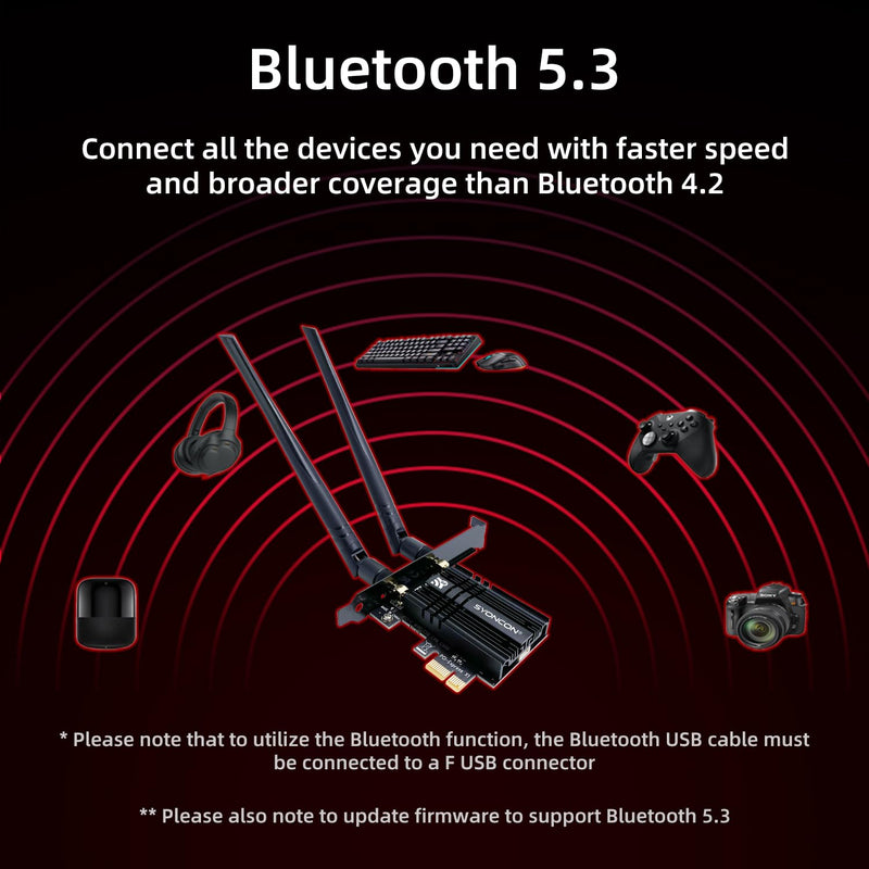 WiFi 6E AXE5400 PCIe WiFi Card Intel AX210 Chipset with Bluetooth 5.3 Adapter Tri-Band 2.4G/5G/6GHz 5374Mbps PCI Express Wireless Network Card for Desktop PC Windows 10/11 (Black) AXE5400(Black)