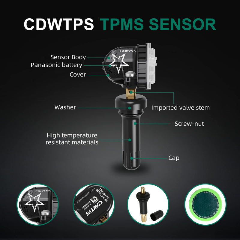 TPMS Sensor GM 4-Pack, 315MHZ Tire Pressure Monitor System for GM| GMC | Chevy | Buick | Cadillac Replace#13598771,13598772,13586335,13581558,20923680 13598771 four sensor