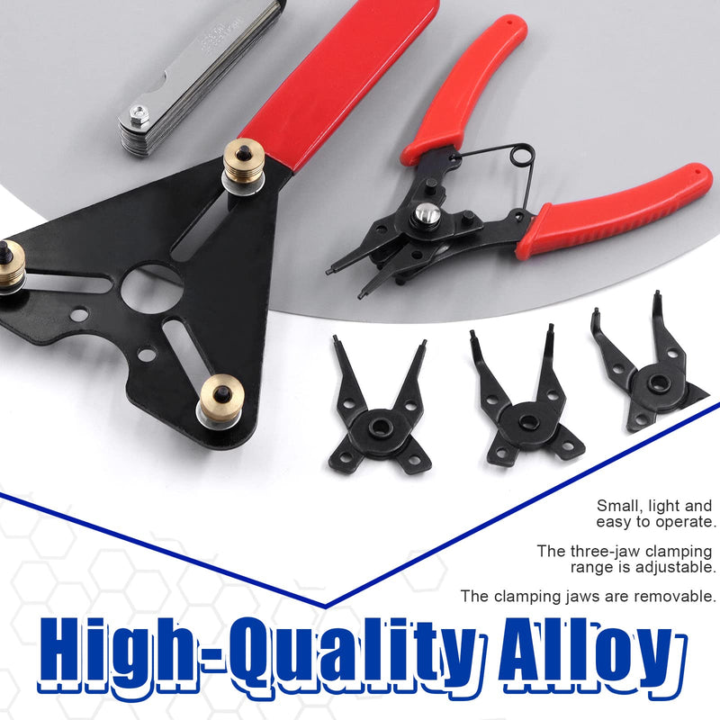 Glarks 3Pcs AC Clutch Holding Tool Adjustable Clutch Holder and 4 in 1 Snap Ring Pliers with Feeler Gauge Assortment Kit Compatible with Domestic and Import Vehicle AC Compressors