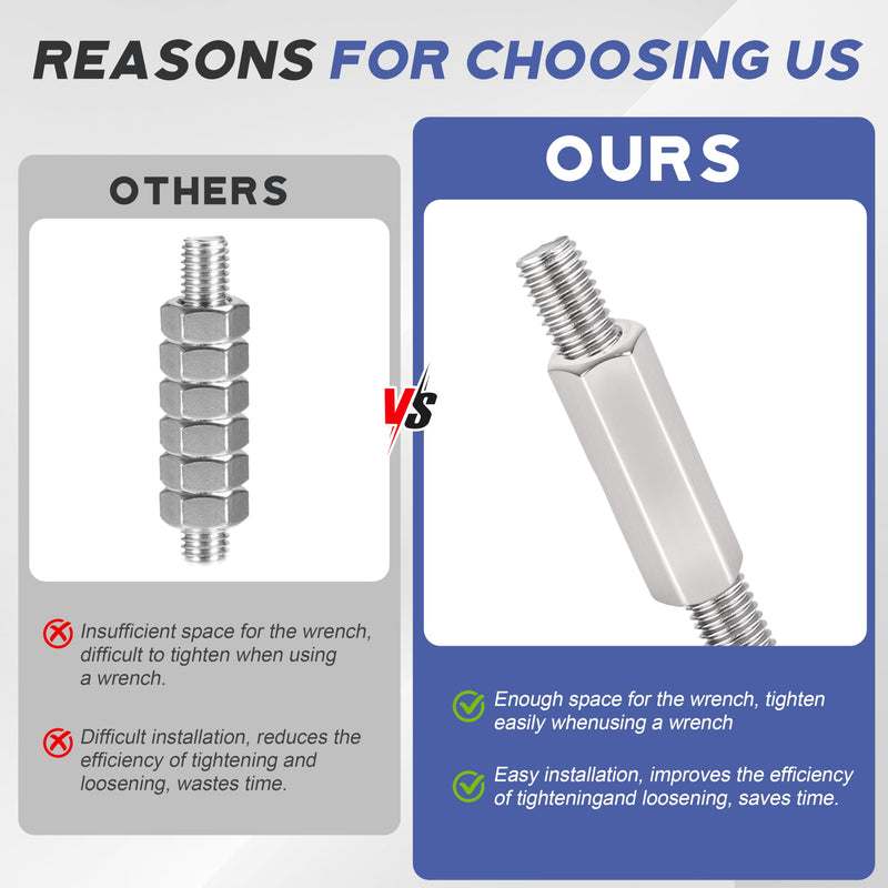 48 Pcs 304 Stainless Steel hex Coupling Nuts M5 x 0.8-Pitch 10mm ，Stainless Steel Rod Coupling Nuts(Metric) M5x0.8x10MM 48