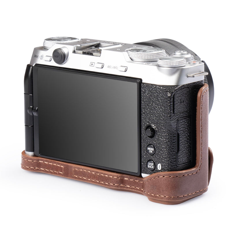 MegaGear Genuine Leather Half Camera Case Compatible with Fujifilm X-M5 Black
