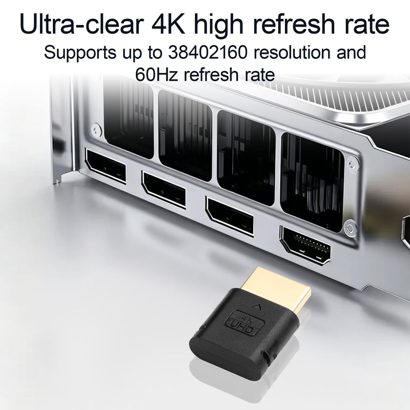 4K 60Hz HDMI Dummy Plug, GPU Sleep Preventer EDID Fake Load, Virtual Display Emulator for Remote Desktop Server Mining, Black(2 Pack)