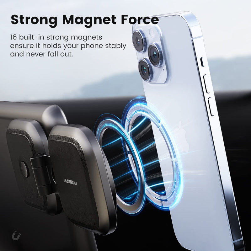 Phone Mount for Tesla Model 3 Model Y, Strong Magnetic Designed for MagSafe Car Mount Phone Holder for Tesla Screen Monitor, Invisible Foldaway Tesla Accessories for iPhone 12/13/14/15 Series Updated Version