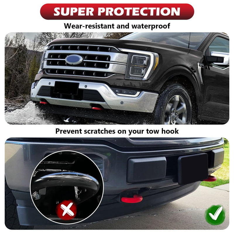 Tow Hooks Covers for Ford F150 2004-2024 Bronco Base/Big Bend/Outer Banks 2021-2024 Compatible with Toyota Tundra Accessories 2017-2021 (Red) red