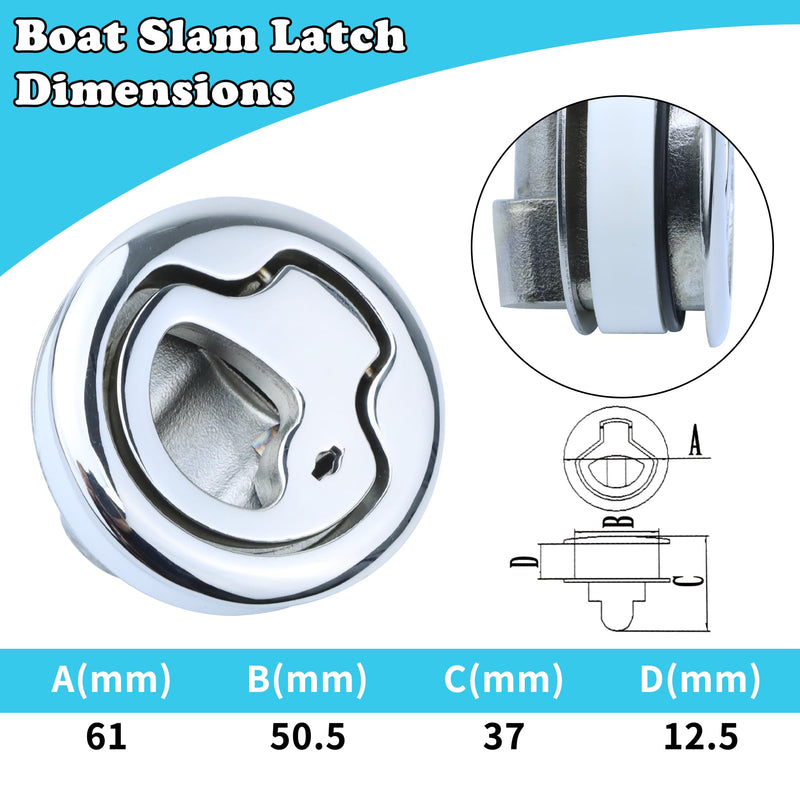 Boat Slam Latch 2" Deck Hatch Latch with Lift Handle Flush - Marine Grade 316 Stainless Steel, for RV, Boat, & Camper Trailer - Easy to Install, & Secure Locking Mechanism 1Pcs/2Pcs/Lock/Non-lock Lock 2Pcs