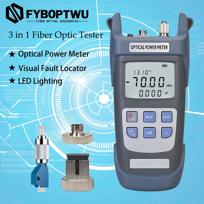 1pc 3 in 1 Function Fiber Optic Tester Portable Optical Power Meter (FC/SC/ST) & VFL-10 Visual Fault Locator & LED Lighting, OPM & VFL Fiber Optic Tester, Range: (-70) dBm ~ (+10) dBm