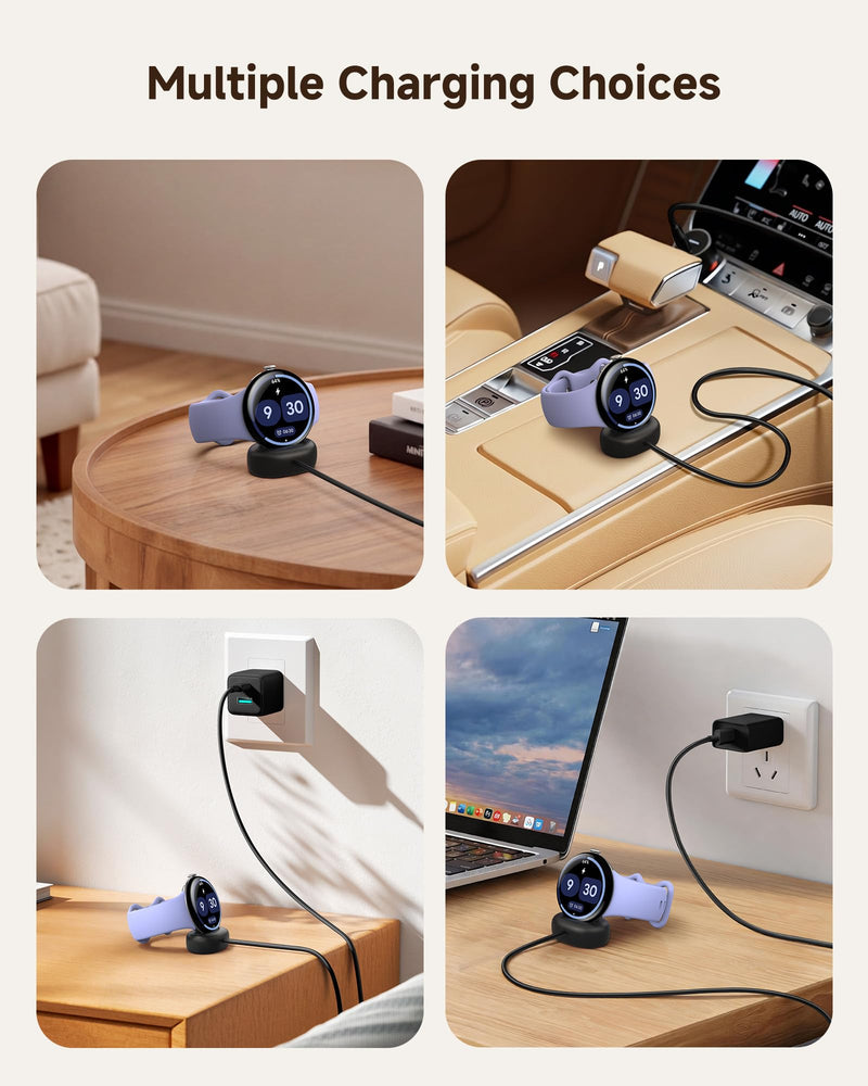 5W Charger for Google Pixel Watch 4, Fast USB-C Charging Dock for Google Watch 4 (41mm/45mm), Magnetic Charger Stand, 3.3ft USB-C Charging Cord, Black 1