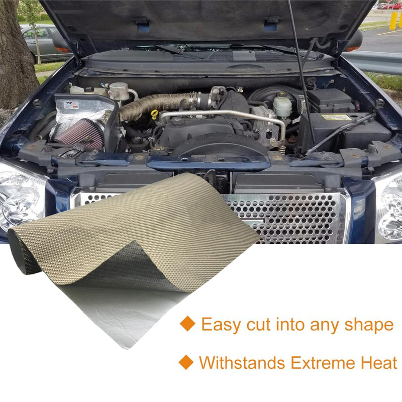 Titanium Adhesive Backed exhaust heat shield 12'' X 24'' for wall behind grill 2500 Degrees High Temp Protection Material Thermal Barrier Blanket Mat 12'' X 24''