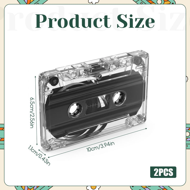 JIEYAO 2Pcs Blank Cassette Tape, 60 Minutes Blank Clear Audio Recording Tape with Plastic Storage Case for Speech Music Recording Collectors