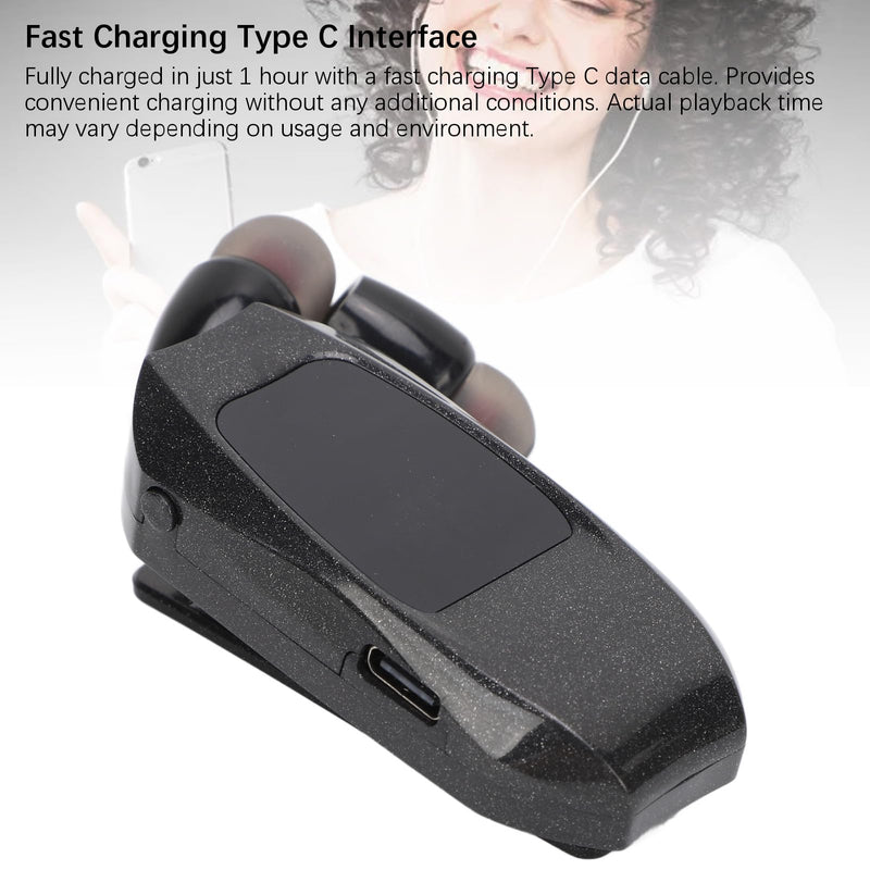 Retractable Headsets, Headphone V5.3 Stereo Earpiece Business Headphones, Clip on Earbud Compatible with Smart Cell Phones Tablet Pad PC Laptop (Double Ear) Double Ear