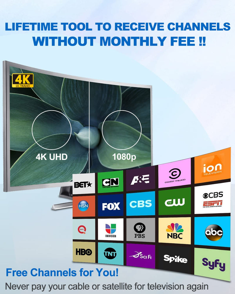 TV Antenna Indoor, Digital Amplified Indoor HDTV Antenna, 1080p VHF UHF Television Local Channels Detachable Signal Amplifier and 16.5ft Long Coax Cable Black