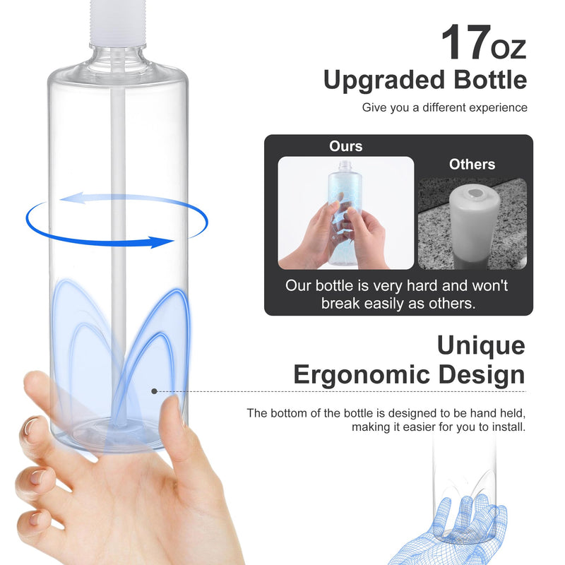 GAGALIFE Built in Sink Soap Dispenser or Lotion Dispenser for Kitchen Sink, Chrome ABS Pump Head, with 17 Ounce Large PET Soap Bottle