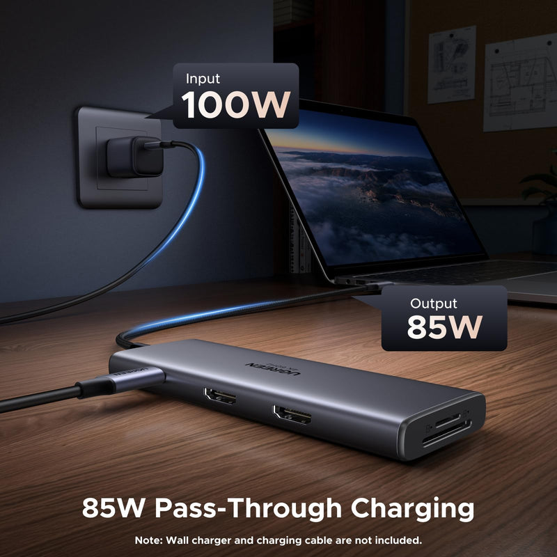 UGREEN USB C Docking Station Dual Monitor, 9-in-1 Aluminum Dock with 2xHDMI | Dual 4K@60Hz, 5Gbps USB-A&C Data Port, 100W PD, SD/TF 170MB/s, Revodok Pro Laptop USB-C Dock for HP, Thinkpad, Dell and More