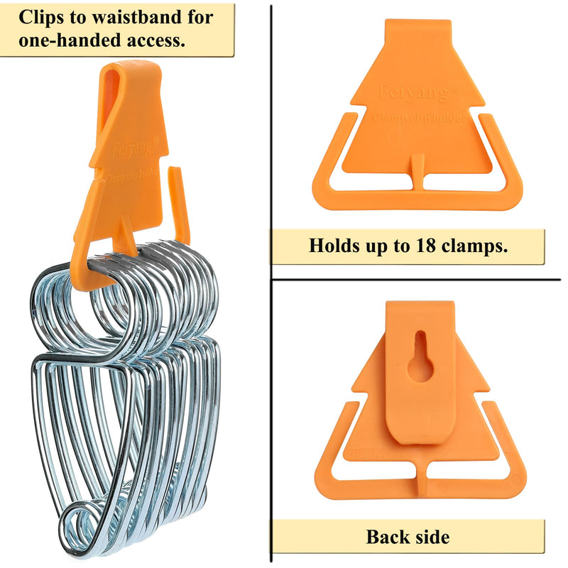 Miter Spring Clamps Classic Kit for Woodworking | Set includes 16 clamps,1 pliers,1 clamp holder for wood trim,crown molding,picture frames. Finish carpentry tools. 16 Clamps / 1 Pliers / Clamp holder