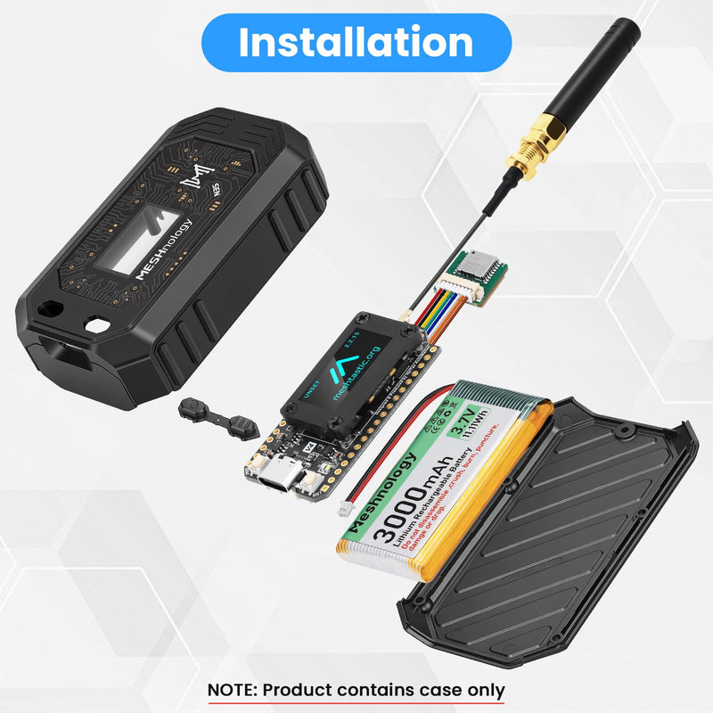 N35 Plus Case for LoRa ESP32 V3 V4 W12 Board Device Set - Capable of Holding Dev Board Antenna 3000mAh Battery GPS Module All-in OLED Screen Protection Shell with Type C Interface (Black) Black 1 x Case